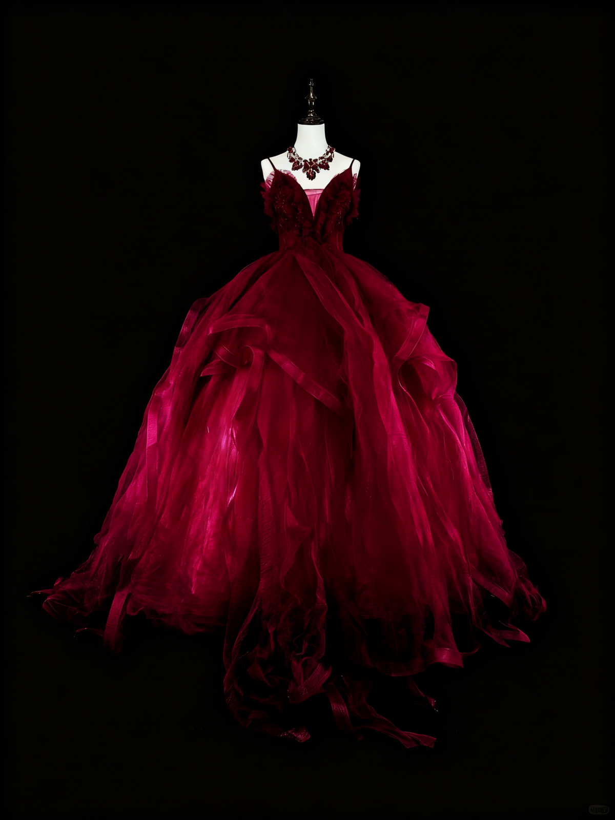 Charming Prom Dress Wine Red Spaghetti Straps Pleated Tulle Ball Gown Evening Dress Birthday Dress HZ0319