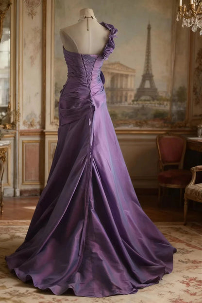 Elegant Prom Dress One Shoulder Pleated Evening Dress Gala Dress HZ0319