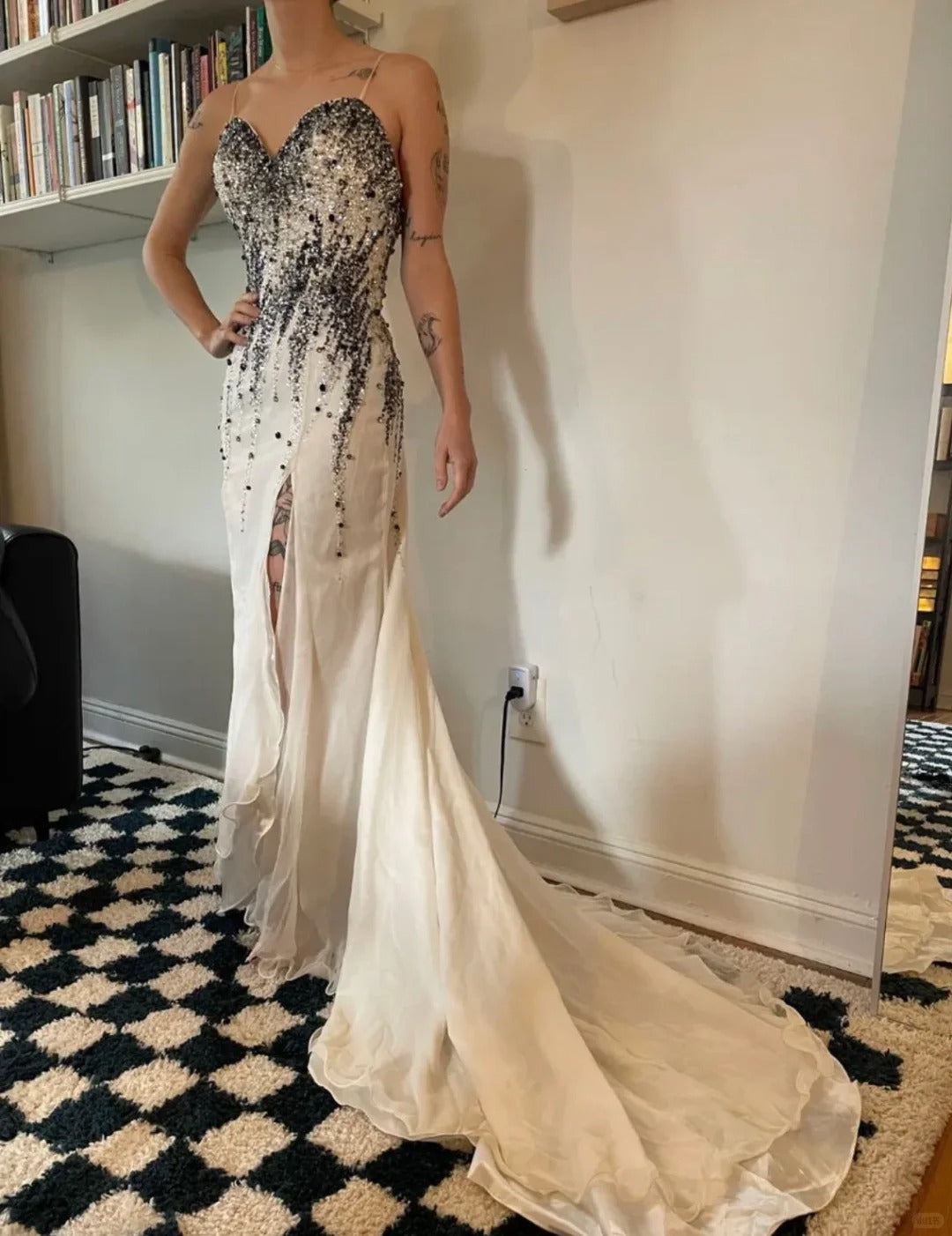Gorgeous Prom Dress Spaghetti Straps Backless Slit Evening Dress Cocktail Dress Birthday Party Outfits HZ0319