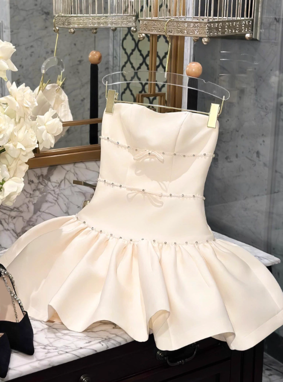 New Design Homecoming Dress Strapless Pleated Short Prom Dress Cocktail Dress Birthday Party Outfits HZ0319