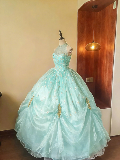 Sweet Prom Dress Crew Neck Tulle Pleated Ball Gown Evening Dress Sweet 16 Dress Birthday Party Outfits HZ0319