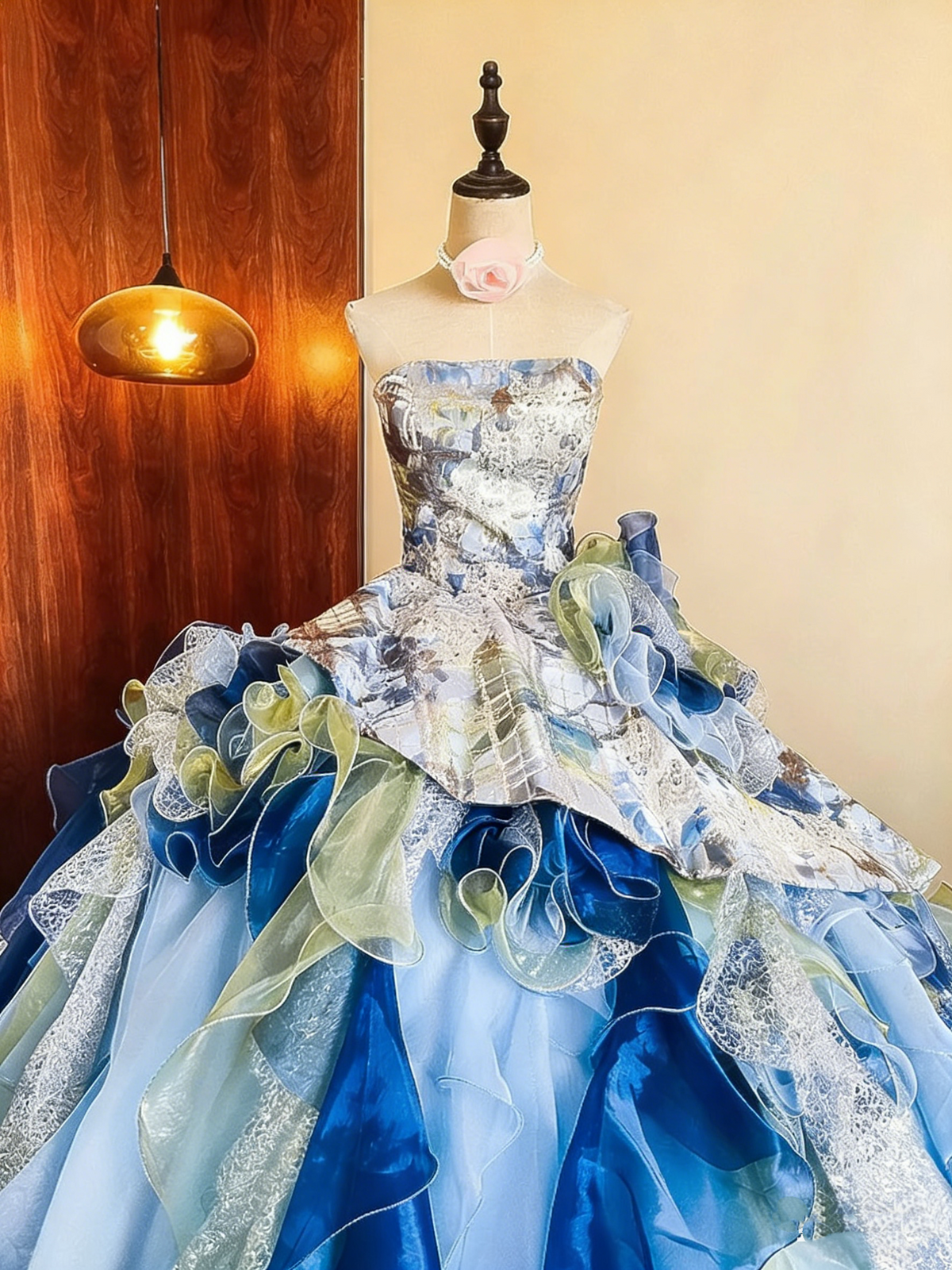 Beauty Prom Dress Strapless Ruffle Ball Gown Evening Dress Quinceanera Dress Birthday Party Outfits HZ0319