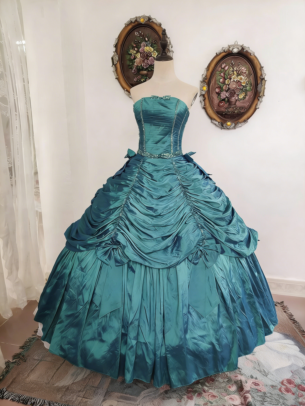 Beauty Prom Dress Strapless Pleated Ball Gown Evening Dress Quinceanera Dress Birthday Party Dress HZ0319