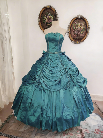 Beauty Prom Dress Strapless Pleated Ball Gown Evening Dress Quinceanera Dress Birthday Party Dress HZ0319