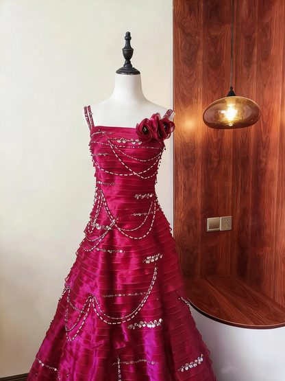 Gorgeous Prom Dress A Line Spaghetti Straps Pleated Gala Dress Evening Dress HZ0319