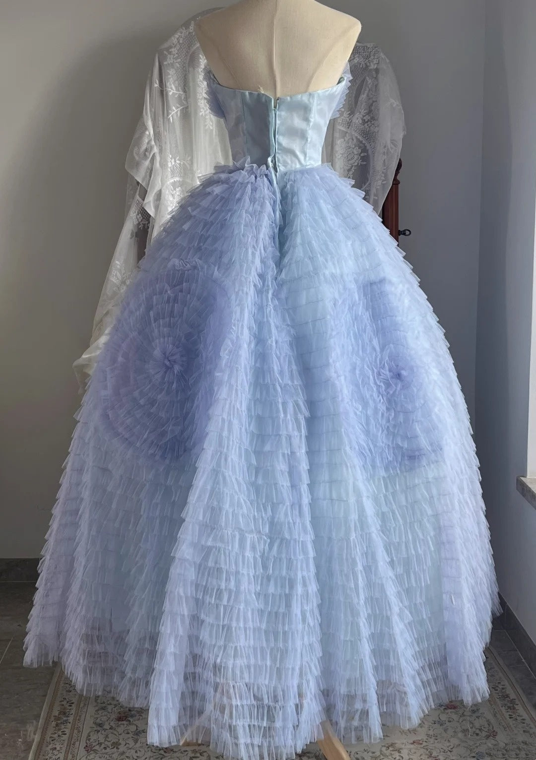 Pretty Prom Dress Strapless Pleated Tulle Ball Gown Evening Dress Quinceanera Dress Birthday Party Dress HZ0319