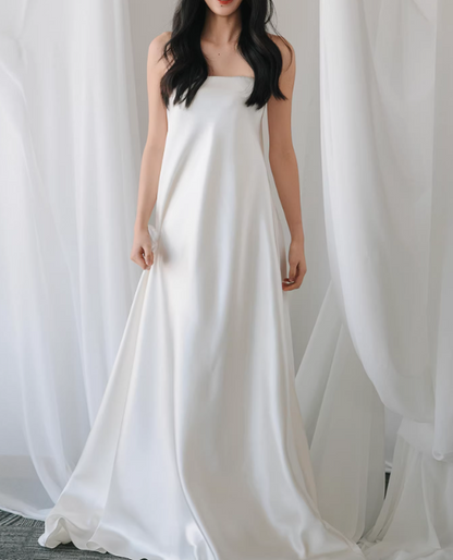 Minimalist Wedding Dress A Line Strapless Wedding Dresses HZ0319