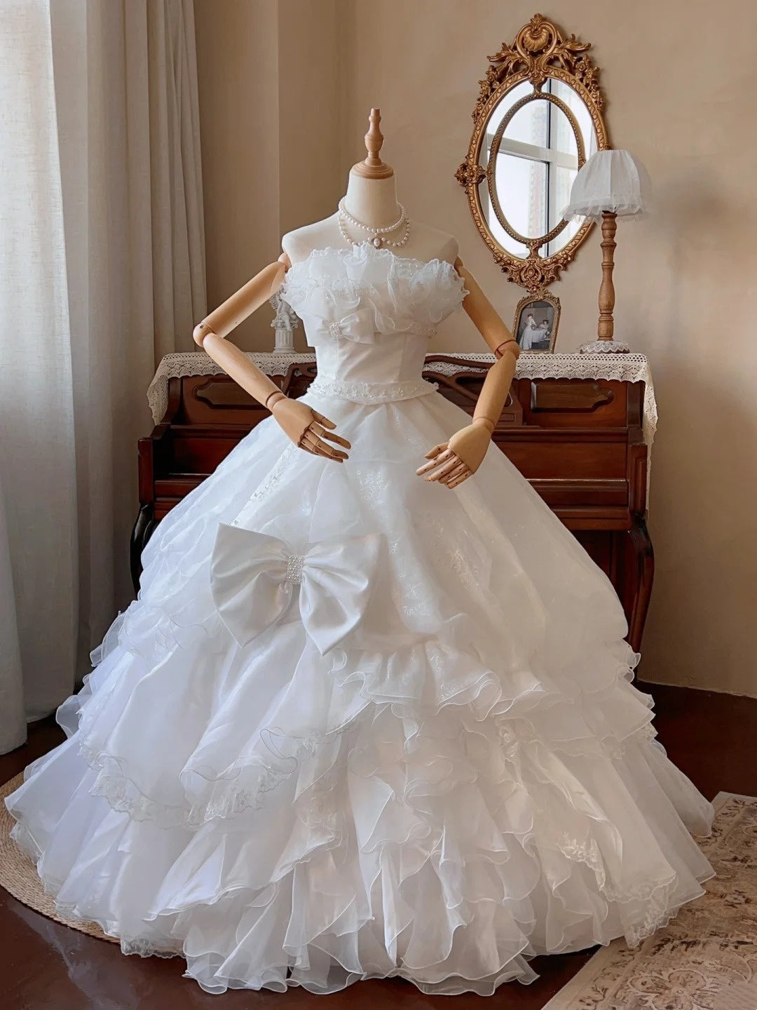 Stunning Wedding Dress Strapless Tiered Ruffle Wedding Dress HZ0319