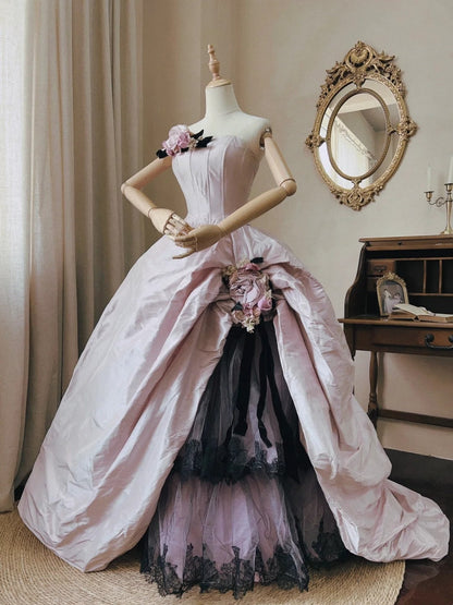 Elegant Prom Dress Strapless Pleated Tulle Quinceanera Dress Ball Gown Evening Dress HZ0319