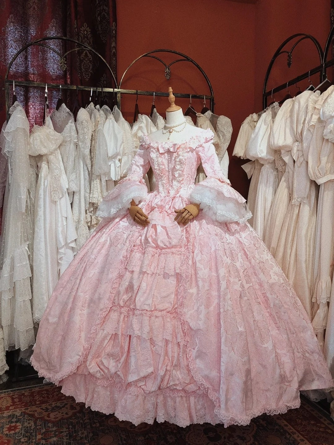 Stunning Prom Dress Light Pink Crew Neck Pleated Evening Dress Quinceanera Dress Ball Gown HZ0319