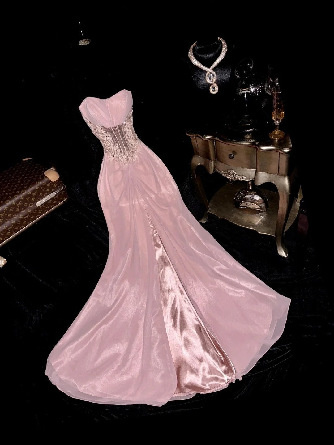 Stunning Prom Dress Strapless Slit Mermaid Birthday Party Dress Gala Dress Evening Dress HZ0319