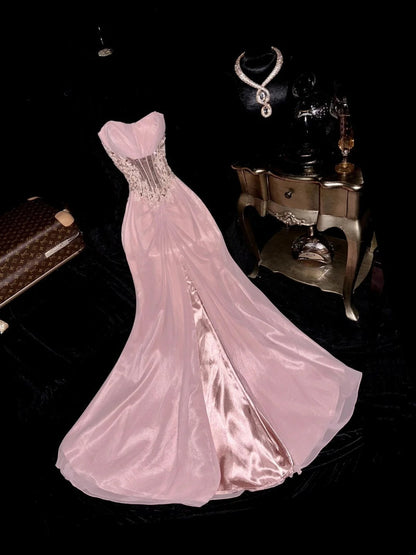 Stunning Prom Dress Strapless Slit Mermaid Birthday Party Dress Gala Dress Evening Dress HZ0319