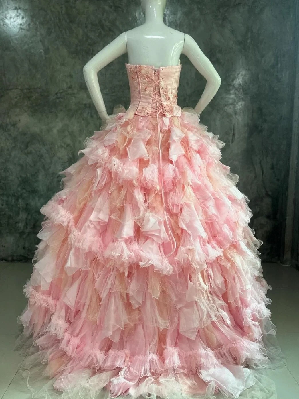Sweet Prom Dress Strapless Pleated Tulle Evening Dress Quinceanera Dress Ball Gown HZ0319