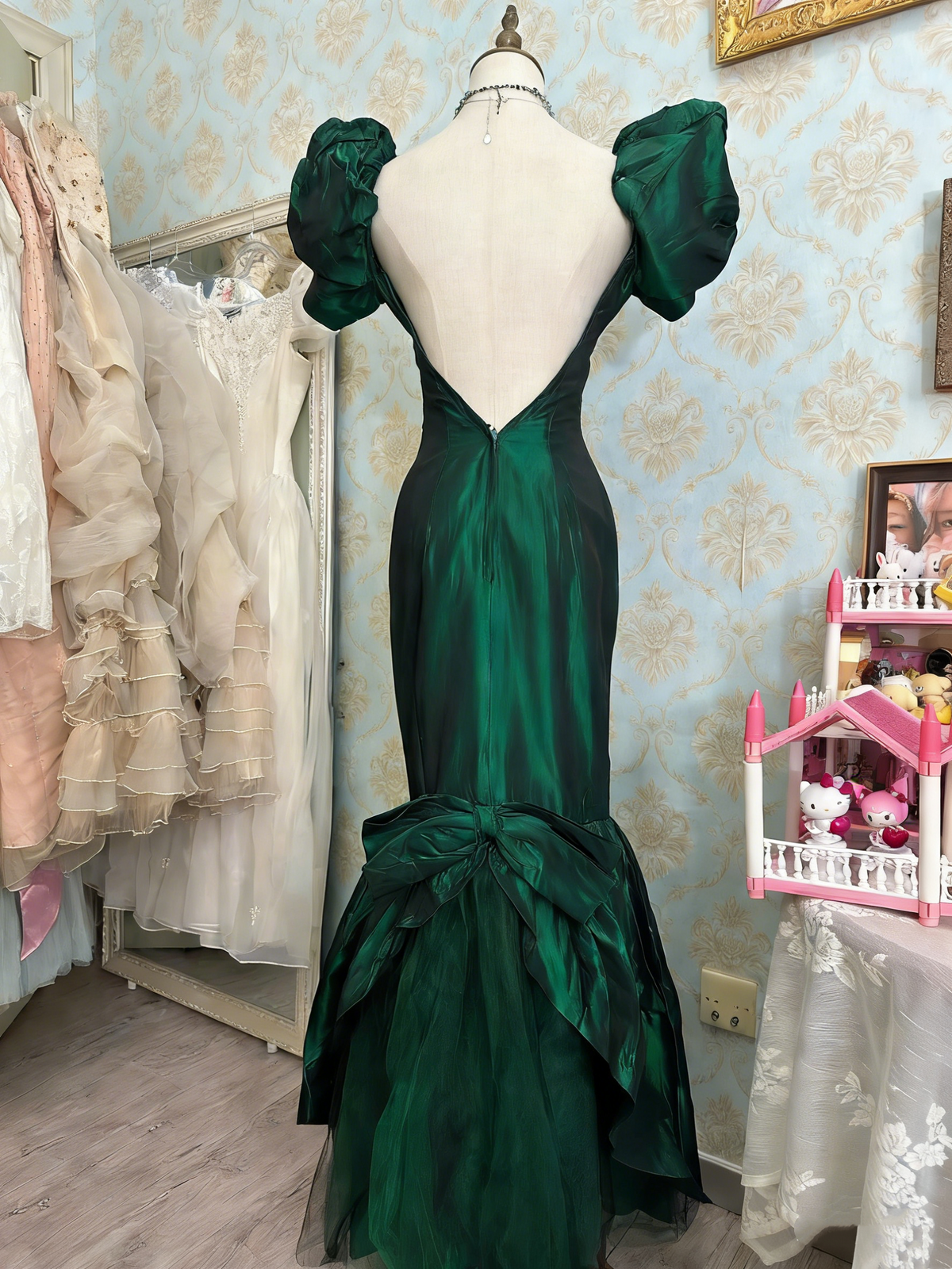 Elegant Prom Dress Dark Green V-neck Backless Mermaid Gala Dress Evening Dress HZ0319
