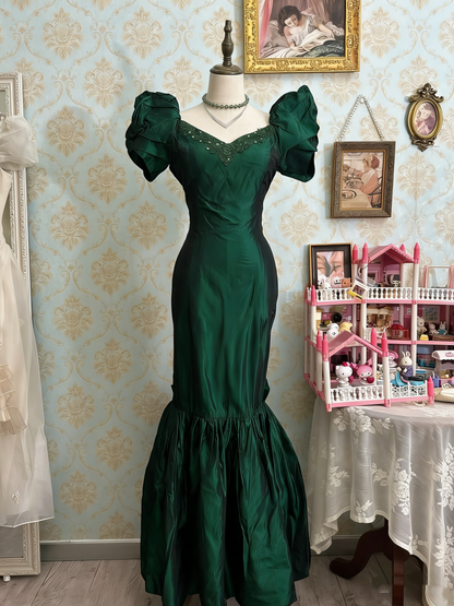 Elegant Prom Dress Dark Green V-neck Backless Mermaid Gala Dress Evening Dress HZ0319