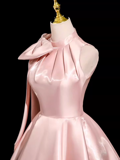 Sweet Prom Dress Light Pink Crew Neck Pleated Evening Dress Quinceanera Dress Ball Gown HZ0319