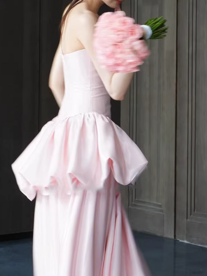 Cute Prom Dress Light Pink V-neck Pleated Gala Dress Evening Dress Formal Dress HZ0319