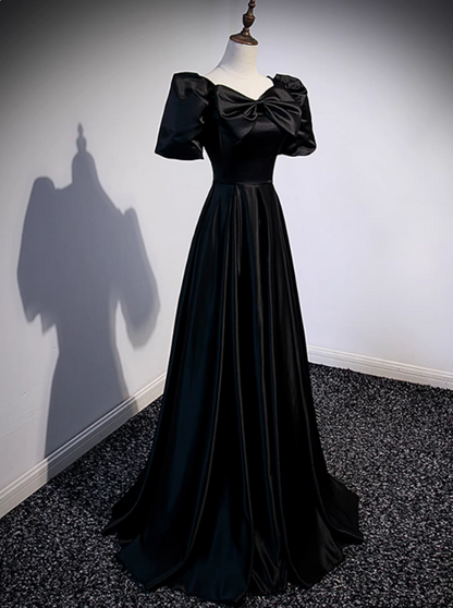 Elegant Prom Dress Black V-neck Pleated Gala Dress Evening Dress Formal Dress HZ0319