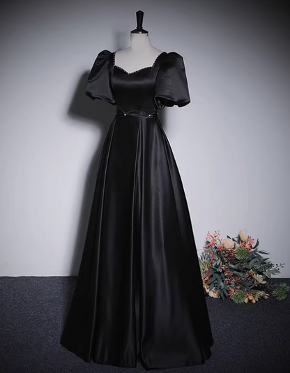 Minimalist Prom Dress Black A Line Sweetheart Pleated Gala Dress Evening Dress Formal Dress HZ0319