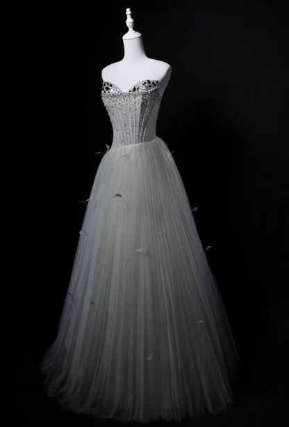 Charming Prom Dress A Line Sweetheart Pleated Tulle Gala Dress Evening Dress Party Dress HZ0319
