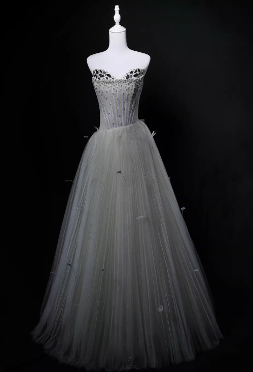 Charming Prom Dress A Line Sweetheart Pleated Tulle Gala Dress Evening Dress Party Dress HZ0319