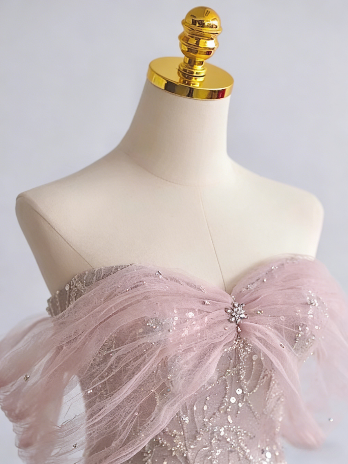 Gorgeous Prom Dress Off Shoulder Pleated Tulle Gala Dress Evening Dress Formal Dress HZ0319