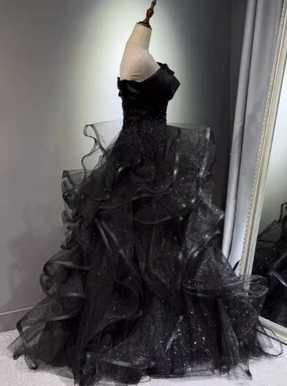 New Arrival Prom Dress Black Off Shoulder Tulle Gala Dress Evening Dress Formal Dress HZ0319