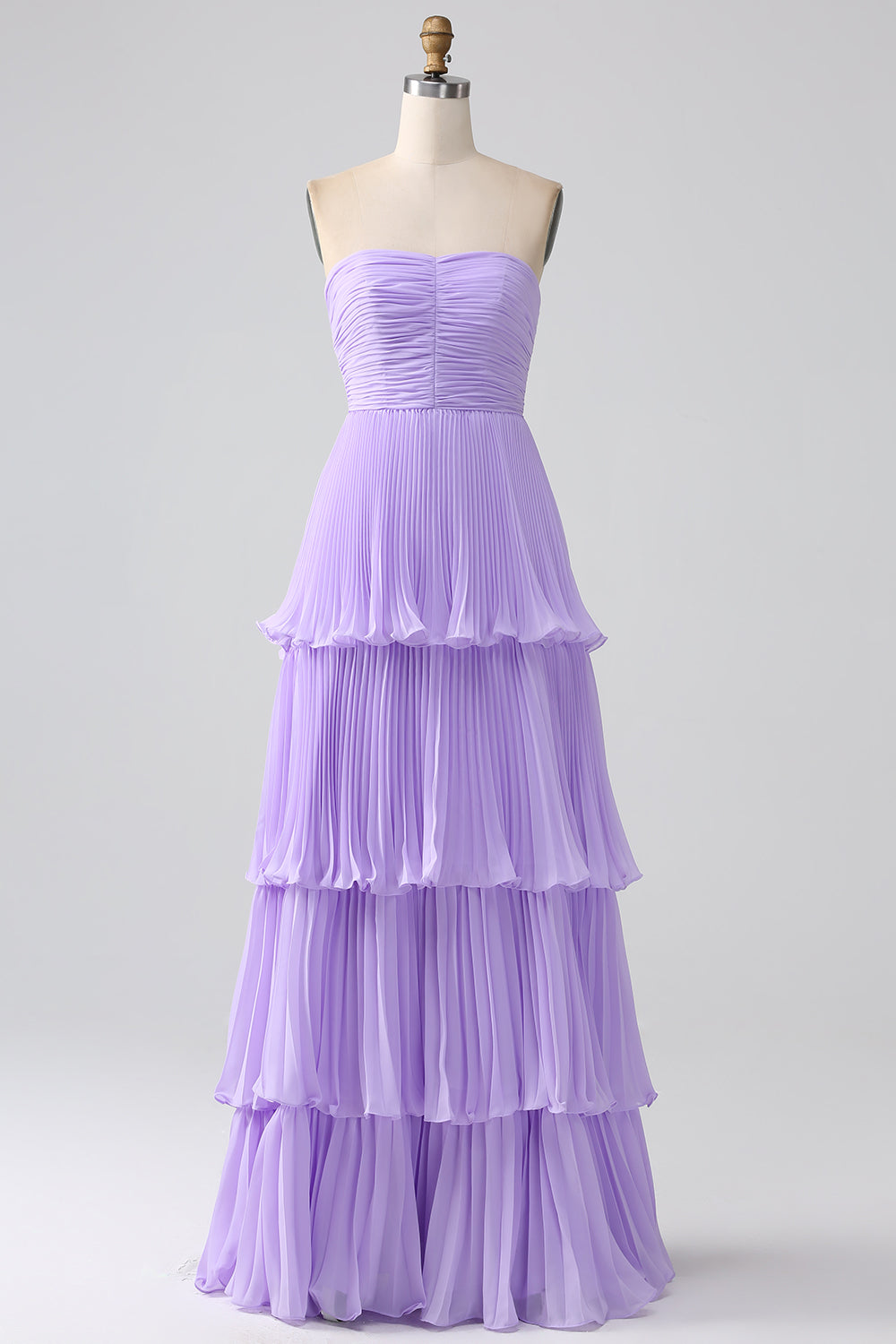 Emerald Green Strapless Multi-Layer Long Formal Dress