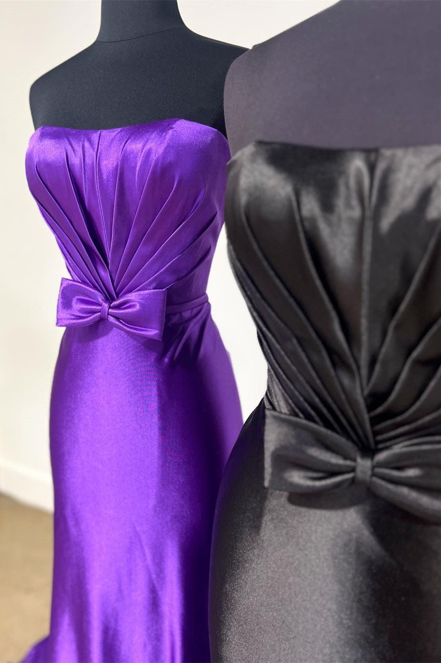 Red Strapless Bow Mermaid Long Prom Dress