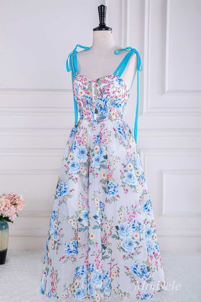 Floral Embroidery Sweetheart Lace-Up A-Line Prom Dress