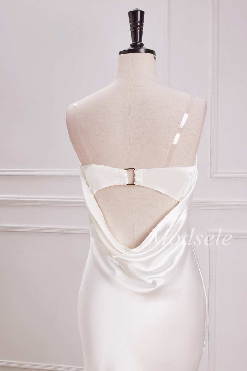 Cowl Back Strapless Mermaid Maxi Dress in White