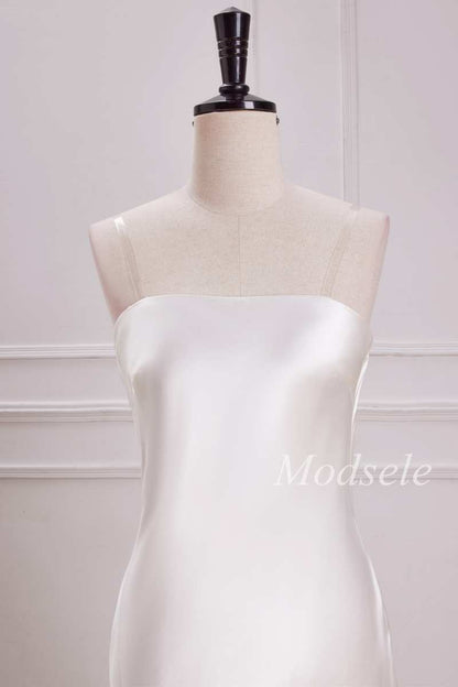 Cowl Back Strapless Mermaid Maxi Dress in White