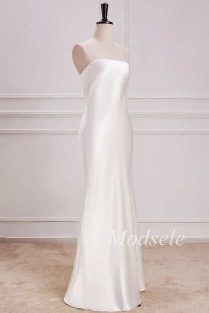 Cowl Back Strapless Mermaid Maxi Dress in White