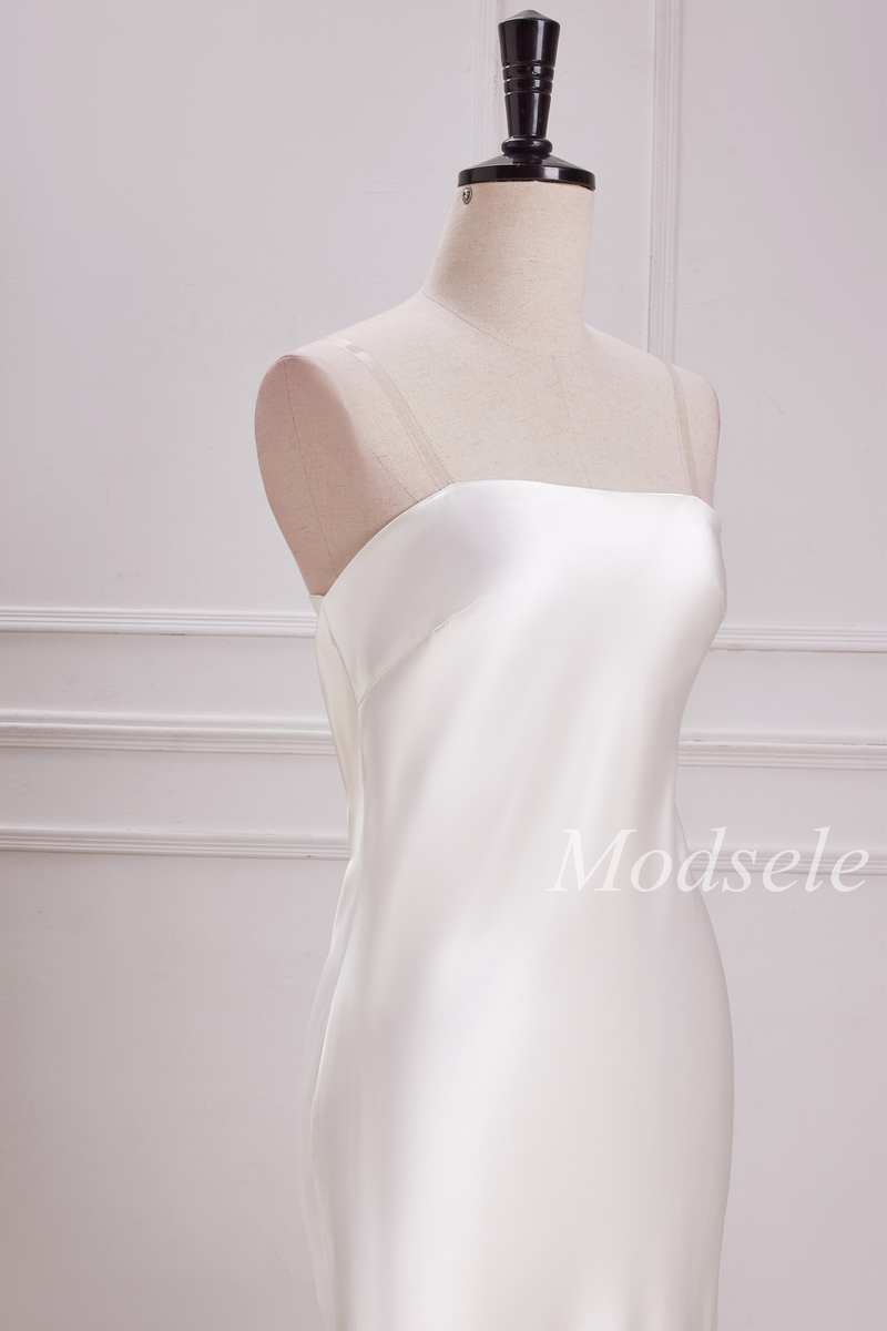 Cowl Back Strapless Mermaid Maxi Dress in White