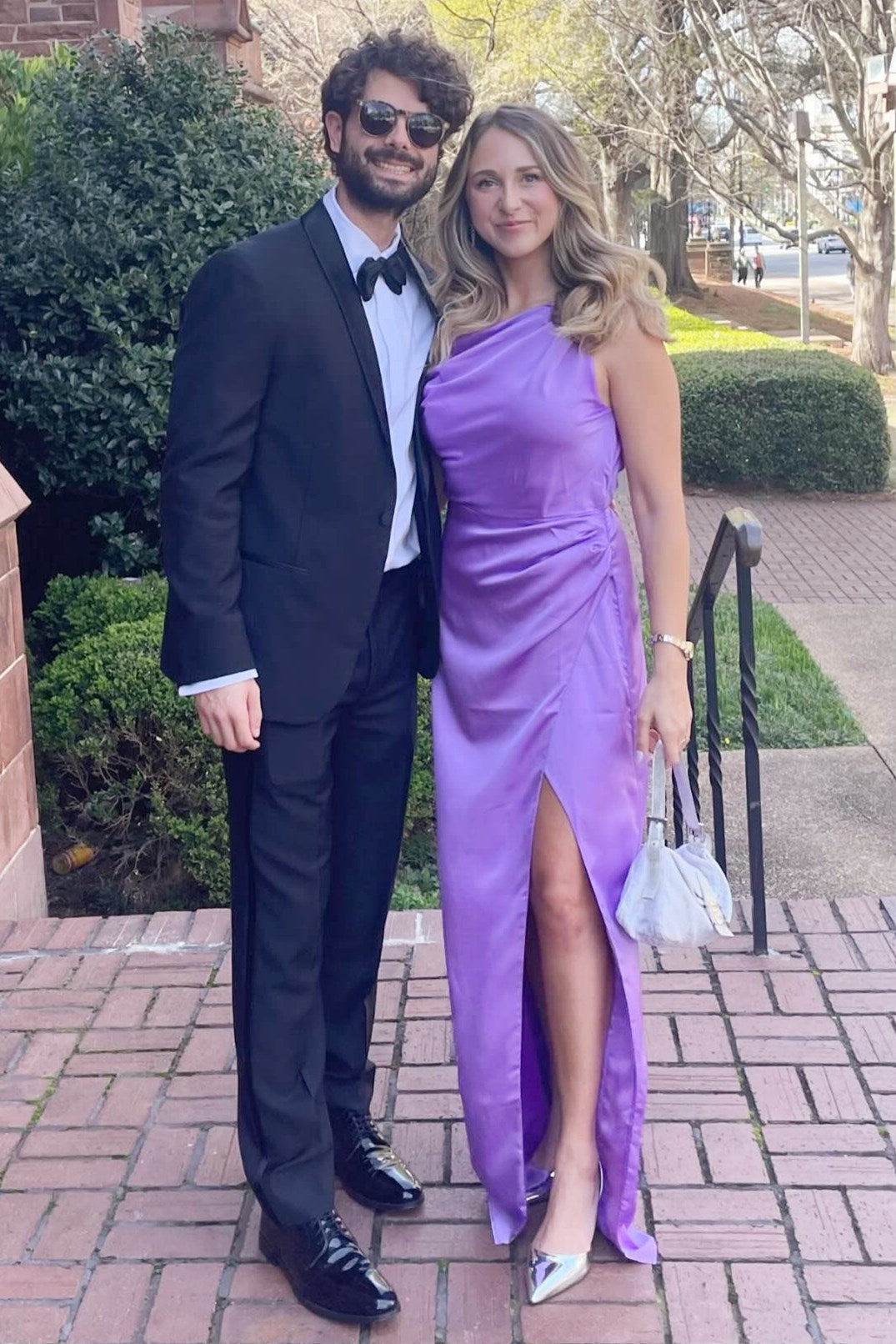 Asymmetrical Maxi Bridesmaid Dress with Slit in Pink