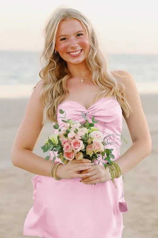 Chic Strapless Sweetheart Backless Sheath Sleeveless Short Party Dress Homecoming Dress HZ1024