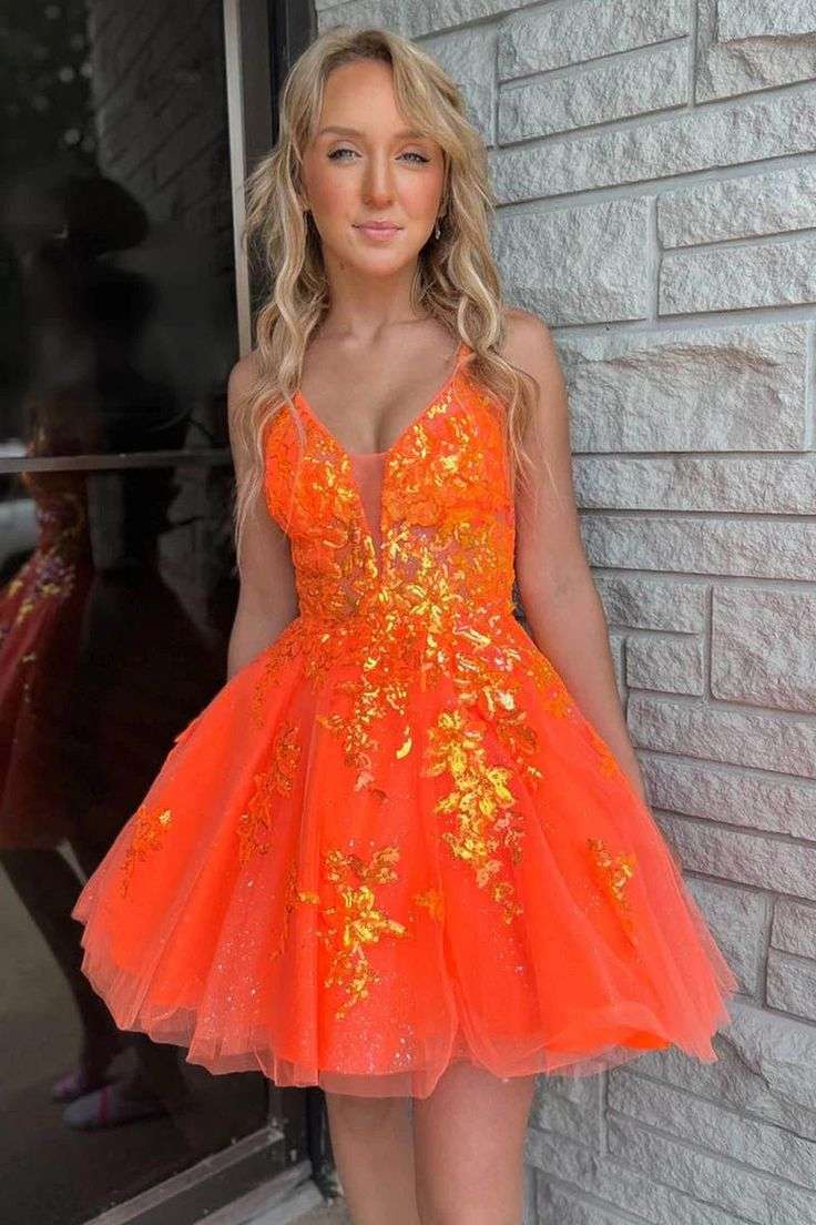 Green Sequin Lace Plunge V Backless A-Line Short Gown
