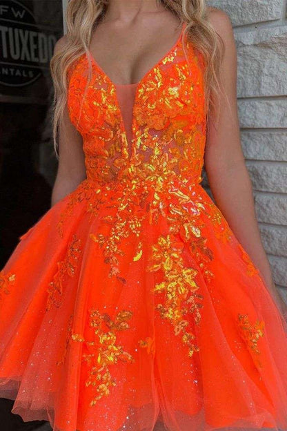 Green Sequin Lace Plunge V Backless A-Line Short Gown