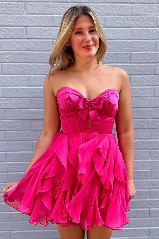 A-Line Ruffles Empire-Waist Sleeveless Strapless Short Homecoming Dress