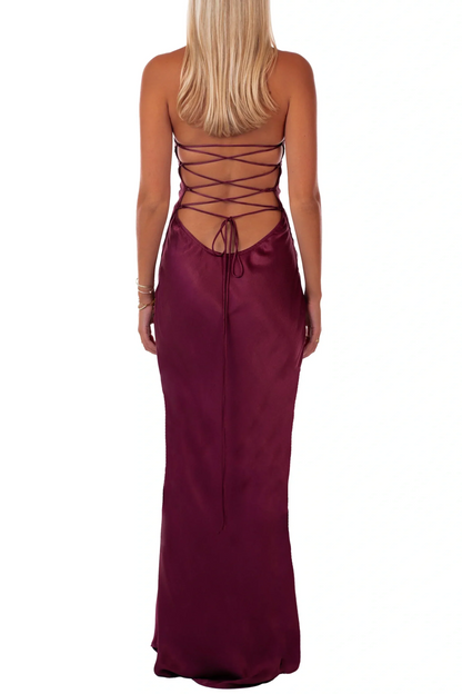Chic Halter Sweetheart with Sequins Satin Long Prom Party Formal Dress