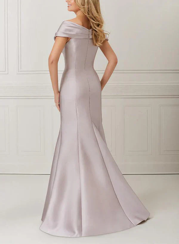 Speaker/Mermaid Off Shoulder Satin with Decals and Beads Mother of the bride dresses