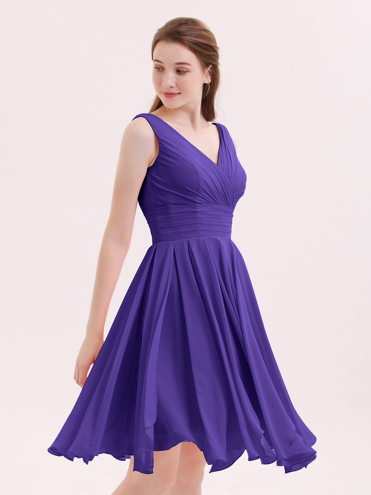Short Chiffon Dress with V Neckline Regency