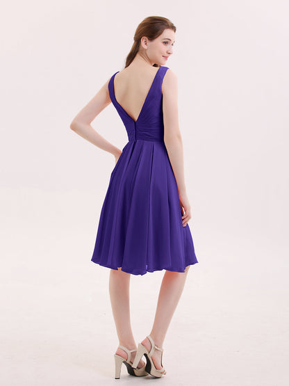 Short Chiffon Dress with V Neckline Regency