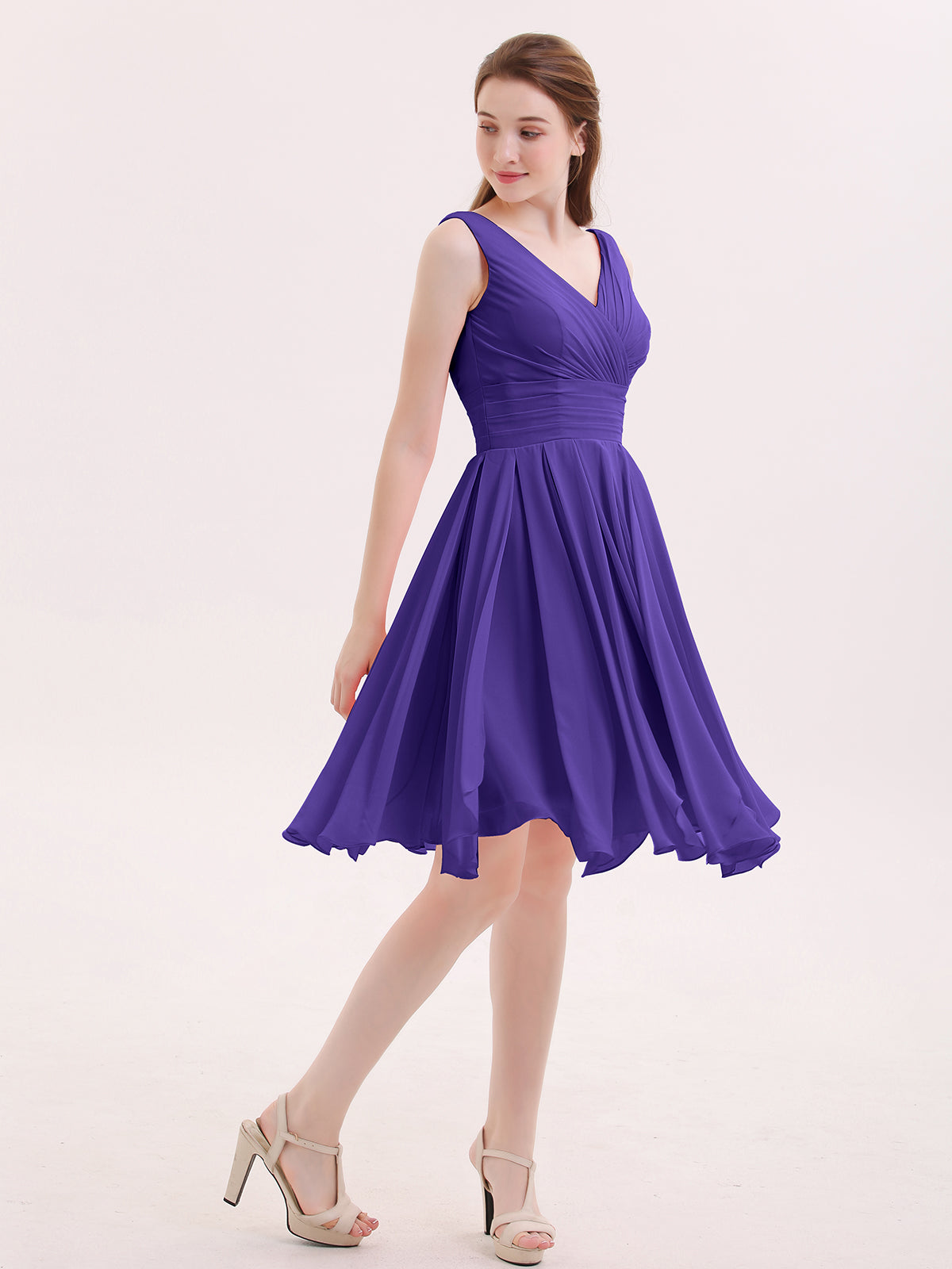 Short Chiffon Dress with V Neckline Regency