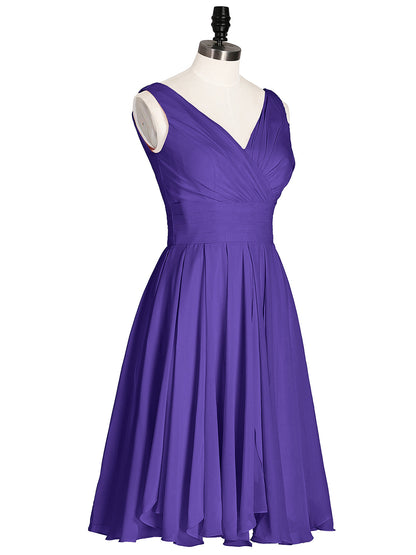 Short Chiffon Dress with V Neckline Regency