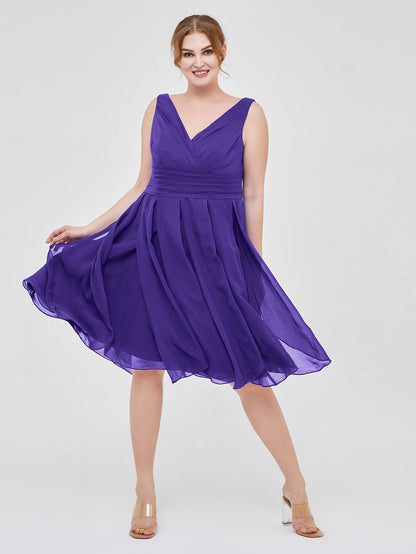 Short Chiffon Dress with V Neckline Regency