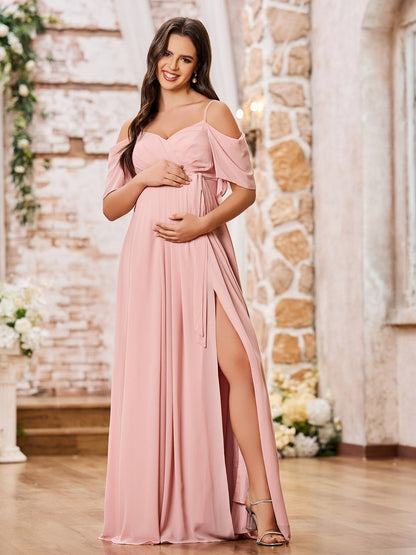 Sweetheart Neck Spaghetti Straps Empire Chiffon Dresses Dusty Rose