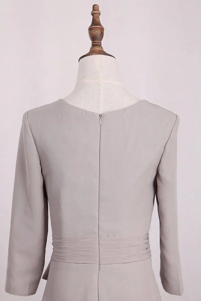 Elegant Mermaid 3/4 Long sleeved Chiffon Bra with Belt Bride Mother Of The Bride Dresses