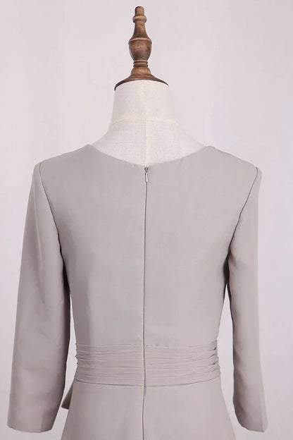 Elegant Mermaid 3/4 Long sleeved Chiffon Bra with Belt Bride Mother Of The Bride Dresses