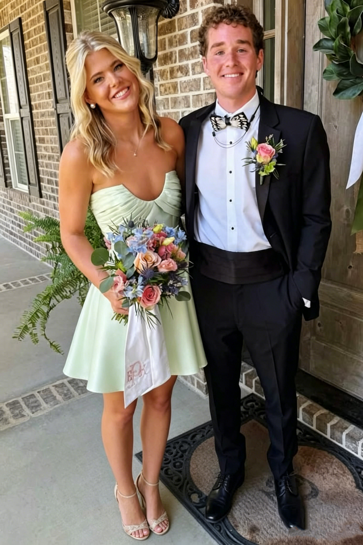 Mint A-Line Strapless Empire-Waist Pleats Satin Short Homecoming Dress
